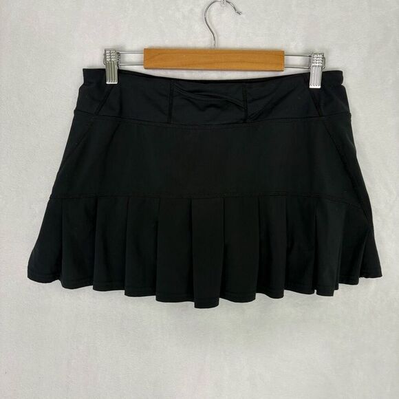 Lululemon Black Ruffle Back Run Speed Athletic Tennis Skort Size 6 - Picture 6 of 10